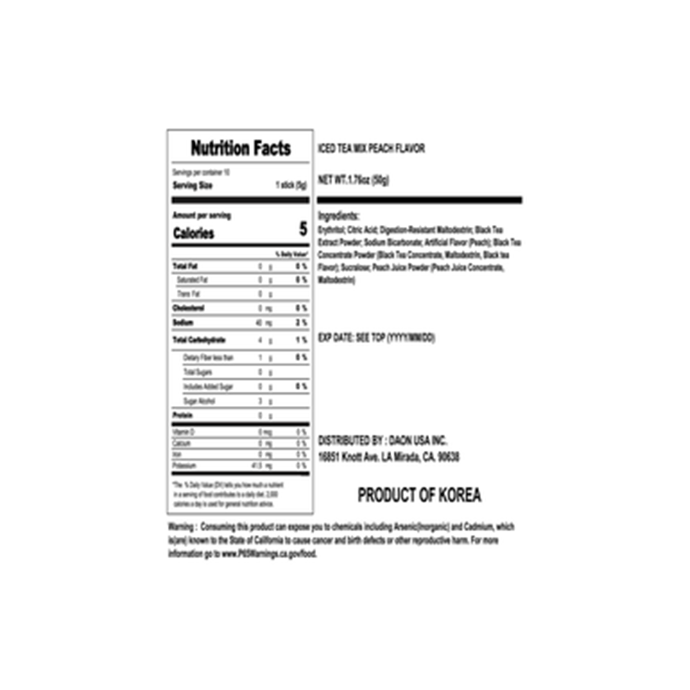 Teazen Iced Tea Peach 1.76 oz.(50g) x 10ea - Image 2 of 2