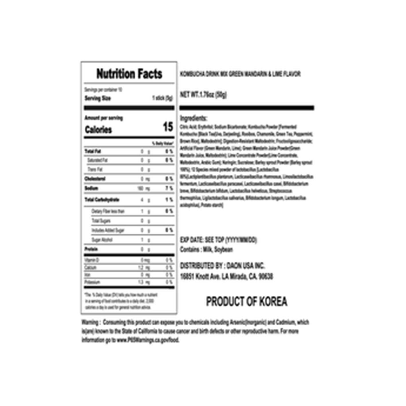 Teazen Kombucha Green Mandarin Lime 0.18 oz.(5g) x 10ea - Image 2 of 2