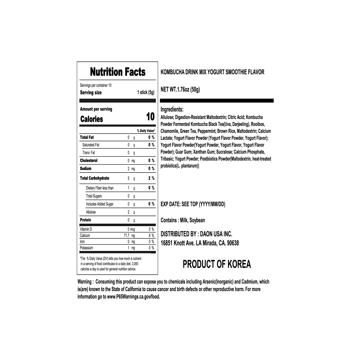 Teazen Kombucha Yogurt Smoothie 0.18 oz.(5g) x 10ea - Image 2 of 2