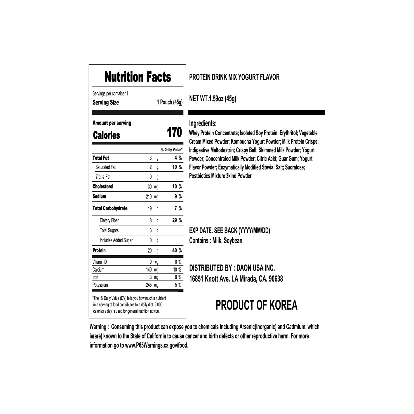 Teazen Yo Meal Original Yogurt Protein Powder 1.59 oz.(45g) - Image 2 of 2