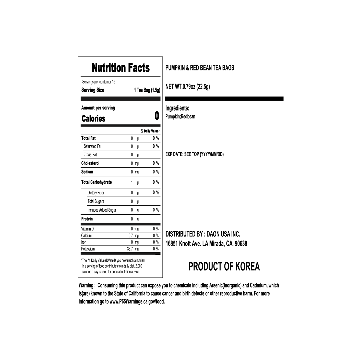 Teazen Vfit Pumpkin And Redbean Pyramid Tea 0.79 oz.(22.5g) x 15ea - Image 2 of 2