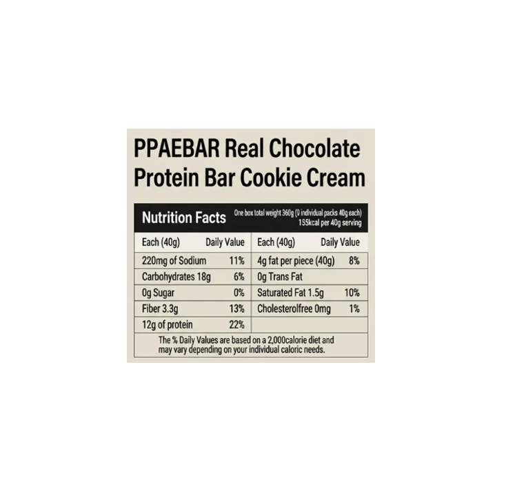 [4flavors] PPAEBAR Real Chocolate Protein Bar 1.4 oz.(40g) - Image 6 of 8