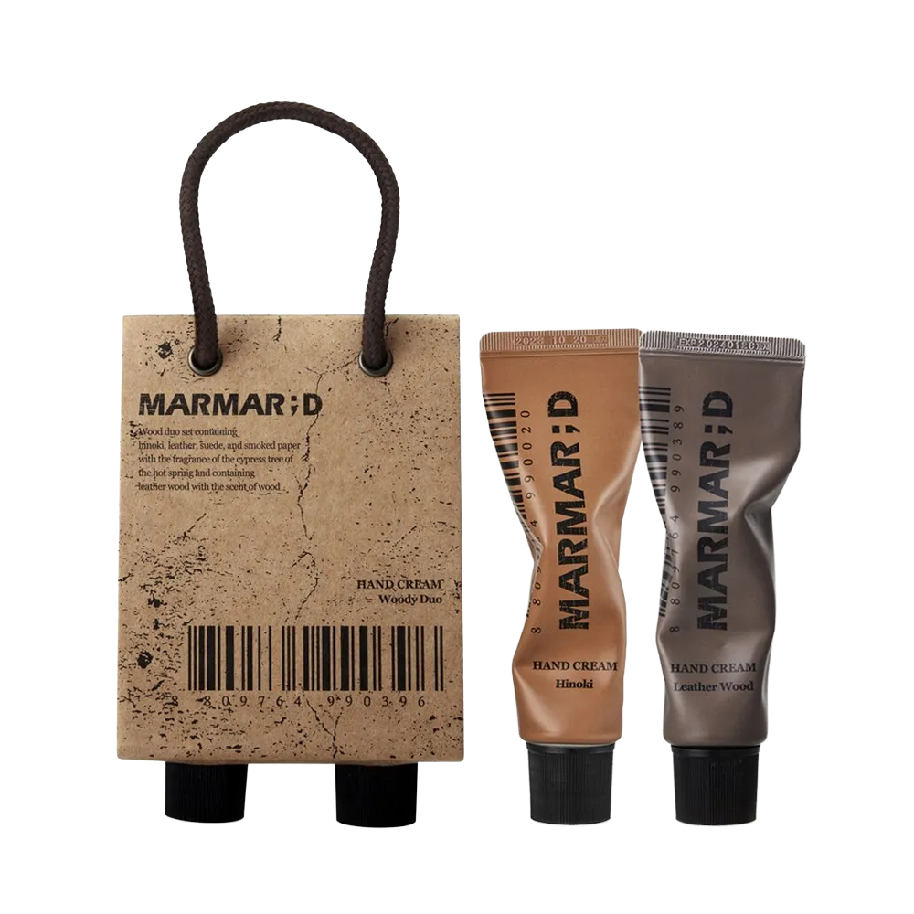 MARMAR;D Woody Hand Cream Duo Set(Hinoki + Leather Wood 1.69 fl. oz.(50ml)) x 2