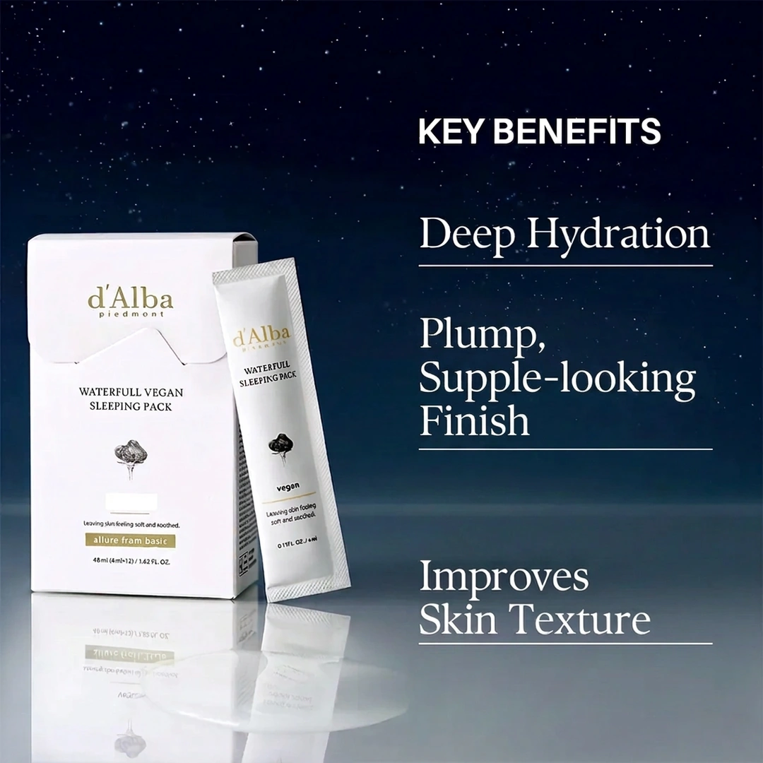 d'Alba Waterfull Vegan Sleeping Pack 12 Count 0.14 fl. oz.(4ml) x12 - Image 4 of 6