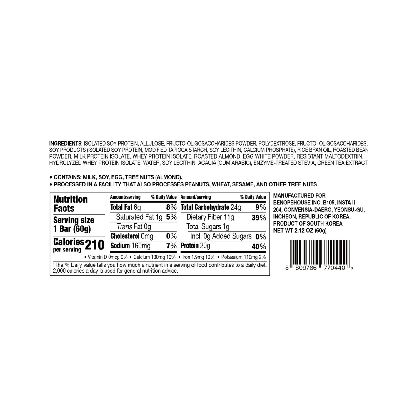Benope Protein Bar Injeolmi 2.12 oz.(60g) - Image 2 of 2