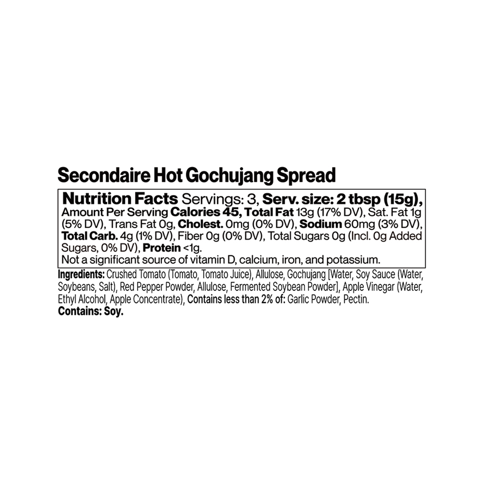 SECONDAIRE Hot Gochujang Spread 1.76 oz.(50g) - Image 2 of 2