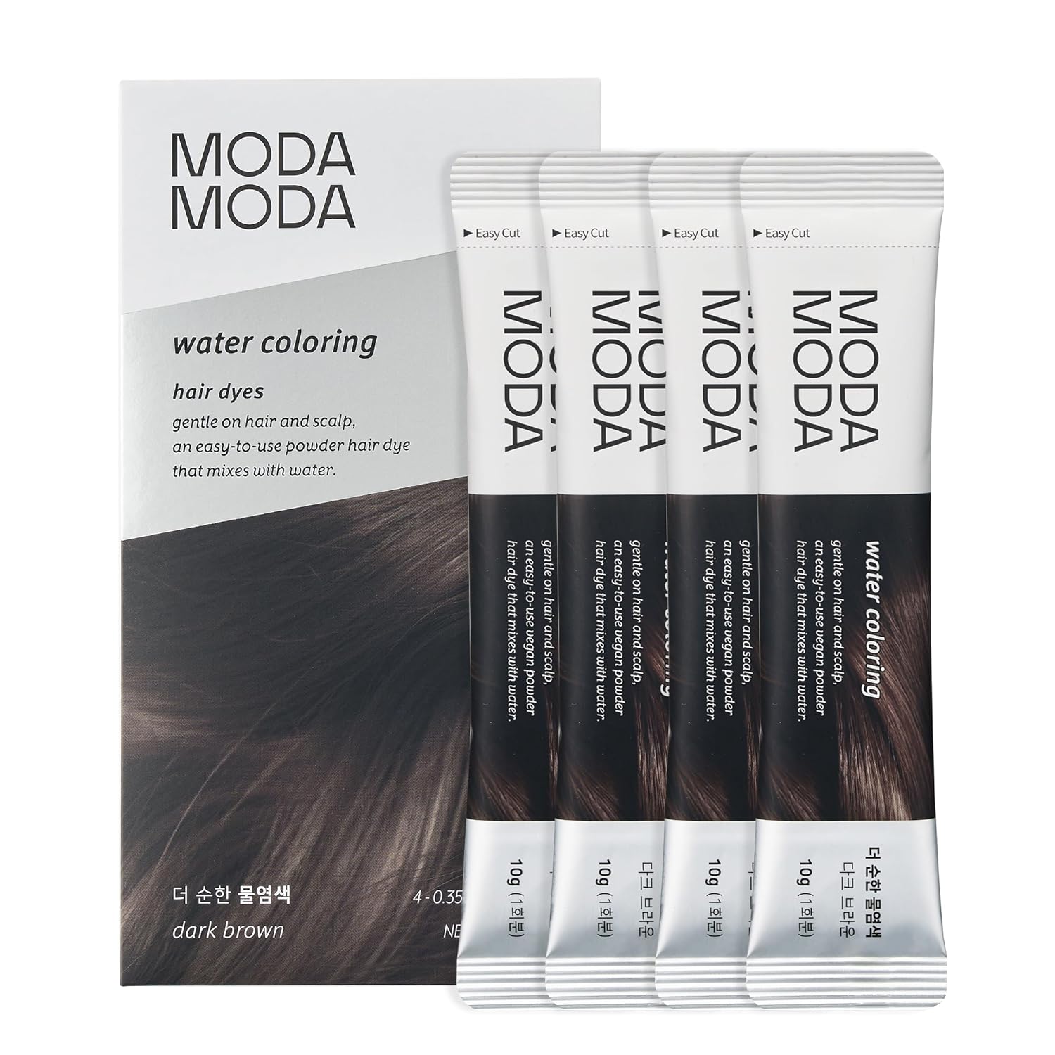 MODAMODA Water Coloring Hair Dyes Black 0.35 oz.(10g) x 4ea