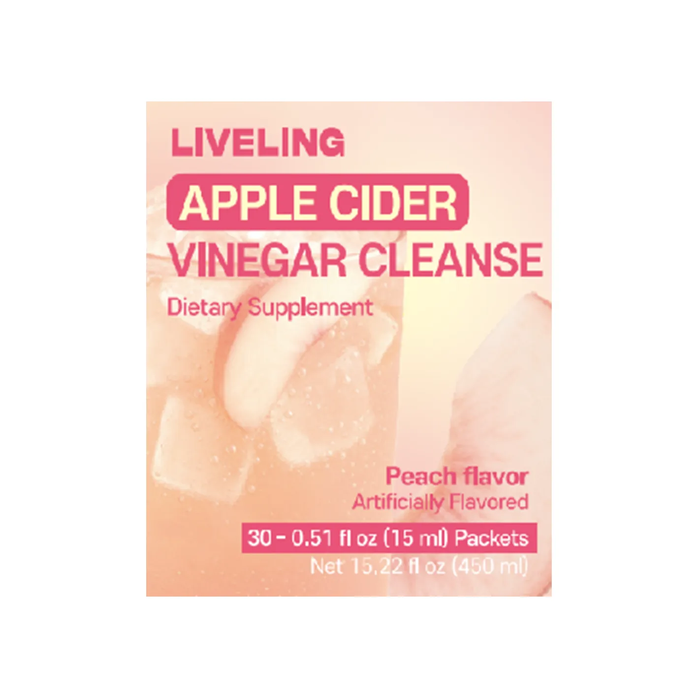 LIVELING Apple Cider Vinegar Cleanses Peach Flavor 0.5 fl. oz.(15ml) x 30ea