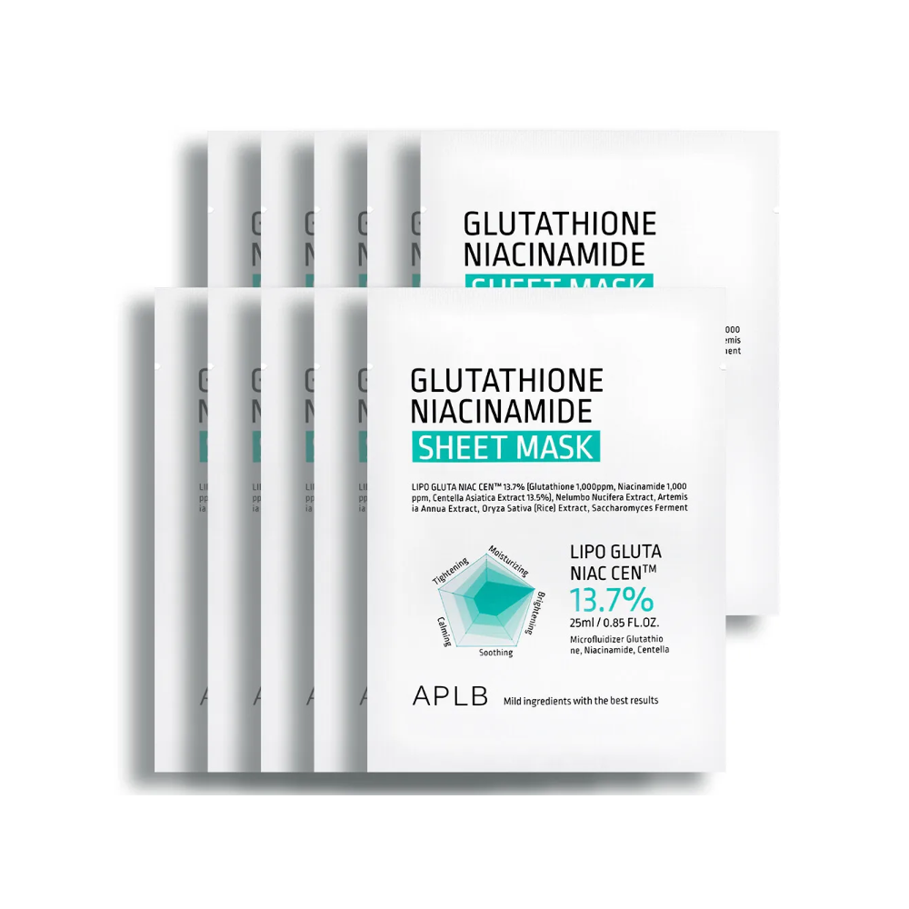 APLB Glutathione Niacinamide Sheet Mask 0.85 fl. oz.(25ml) x 10ea