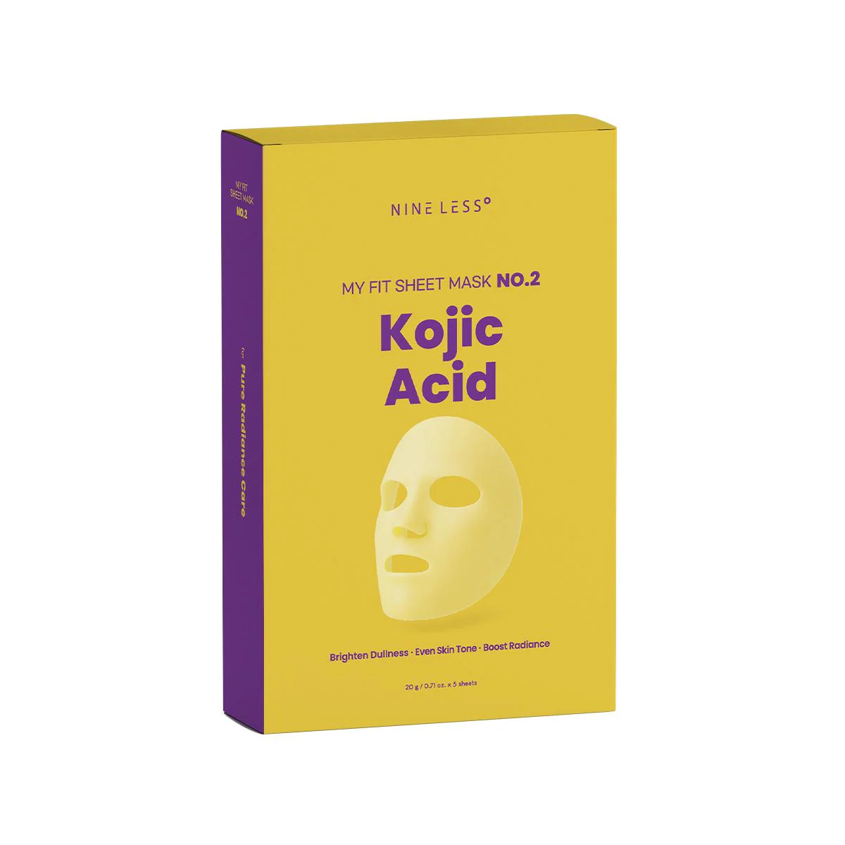 NINE LESS My Fit Sheet Mask No.2 Kojic Acid 0.71 oz.(20g) x 5ea