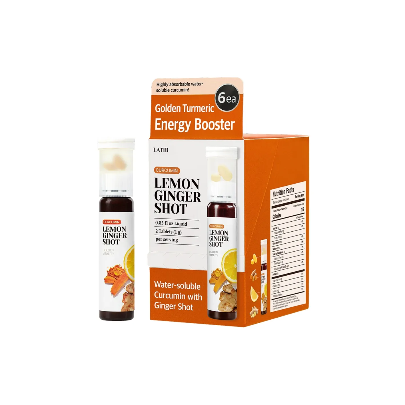 LATIB Curcumin Lemon Ginger Shot 0.85 oz.(25ml) x 6ea
