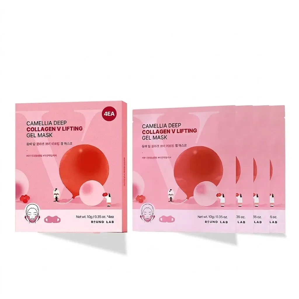 ROUND LAB Camellia Deep Collagen V Lifting Gel Mask 0.35 oz.(10g) x 4ea