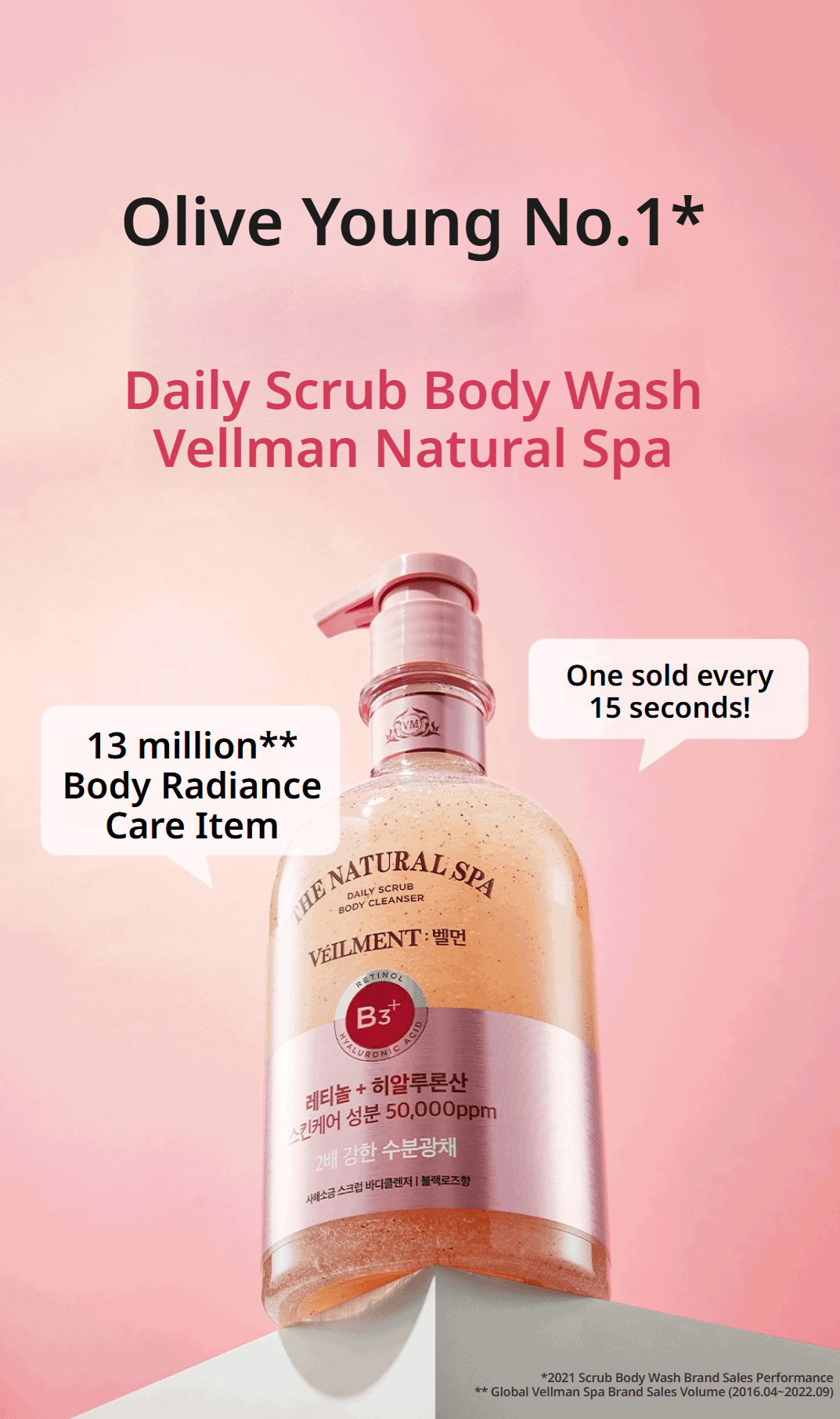 VEILMENT Natural Spa Dead Sea Salt Scrub Bodywash Black Rose 13.5 fl. oz.(400ml) detail 1