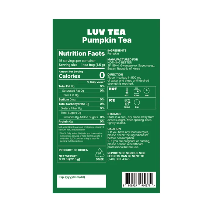 NOTHING BETTER Luv Tea Pumpkin Tea 0.79 oz.(22.5g) x 15ea detail 1