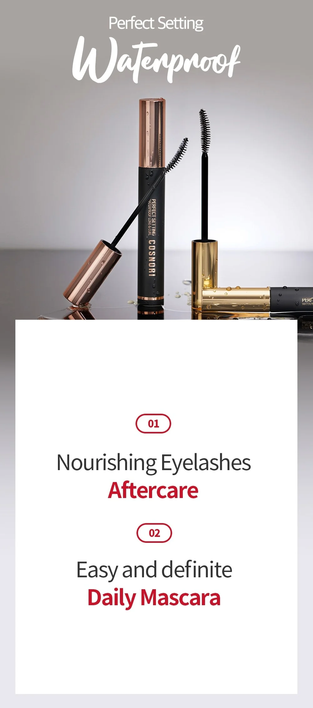 [3colors] COSNORI Perfect Setting Mascara Waterproof 0.24 fl. oz.(7ml) detail 2