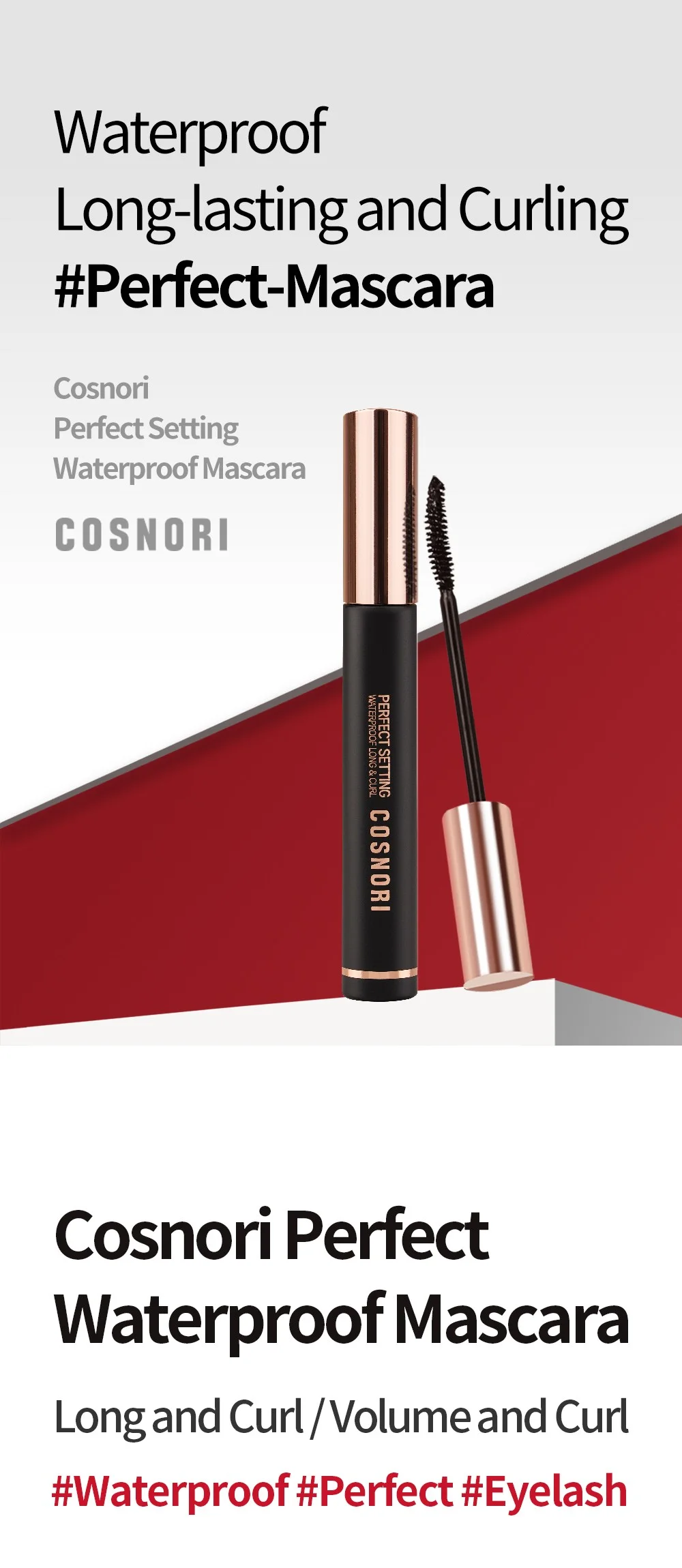 [3colors] COSNORI Perfect Setting Mascara Waterproof 0.24 fl. oz.(7ml) detail 1