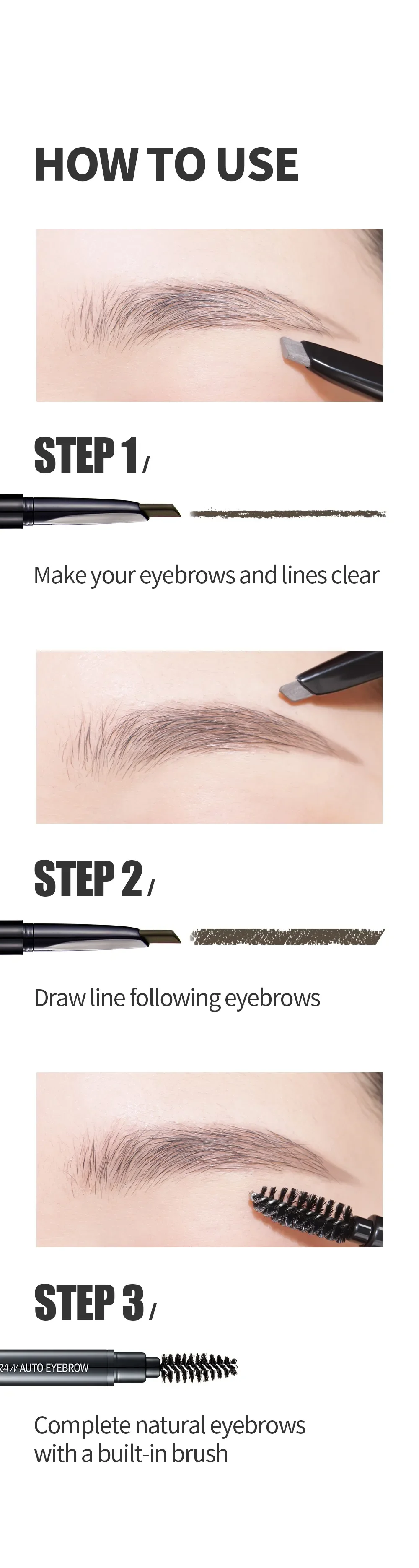 [3colors] COSNORI easy Draw Auto Eyebrow 0.01 oz.(0.3g) detail 10