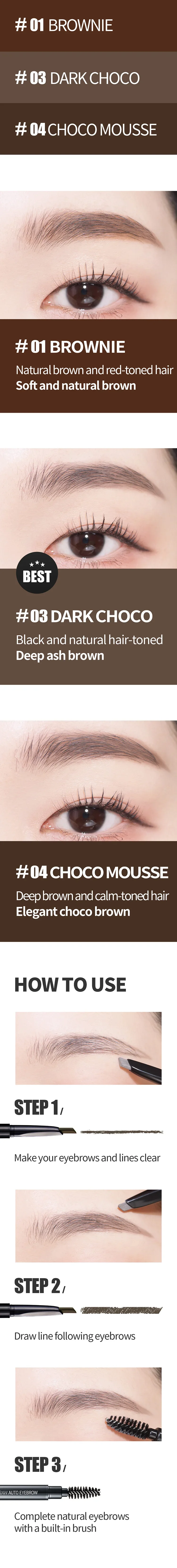 [3colors] COSNORI easy Draw Auto Eyebrow 0.01 oz.(0.3g) detail 3