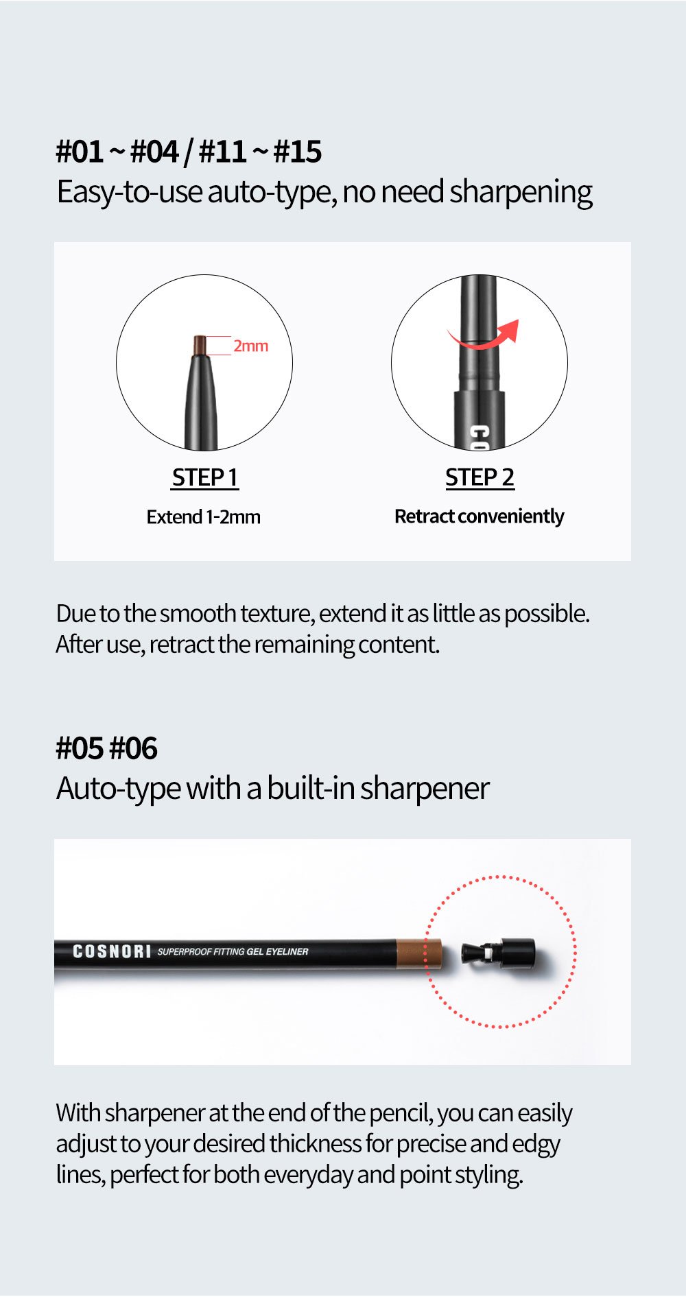 [3colors] COSNORI Superproof Fitting Gel Eyeliner 0.004 oz.(0.13g) detail 13