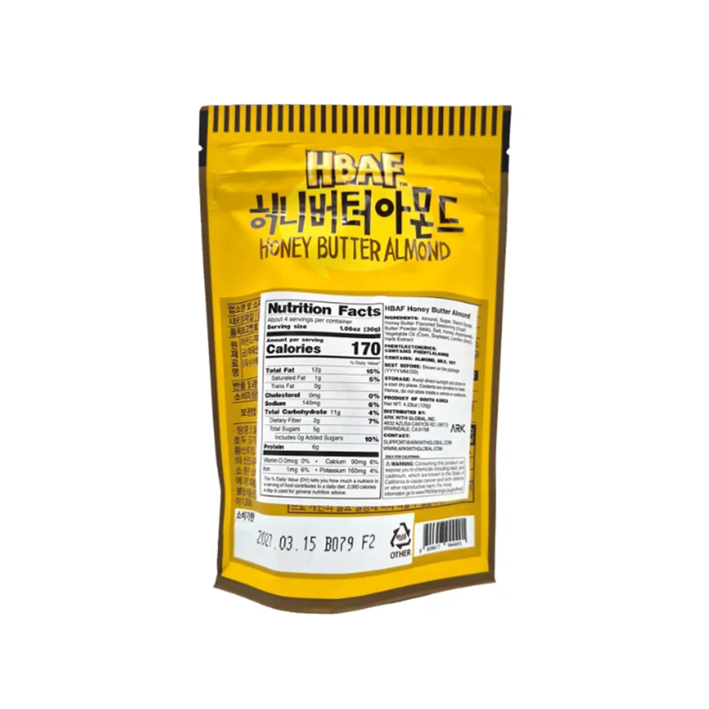 HBAF Honey Butter Almond 4.23 oz.(120g) detail 2