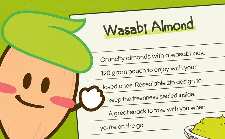 HBAF Wasabi Flavor Almond 4.23 oz.(120g) detail 4