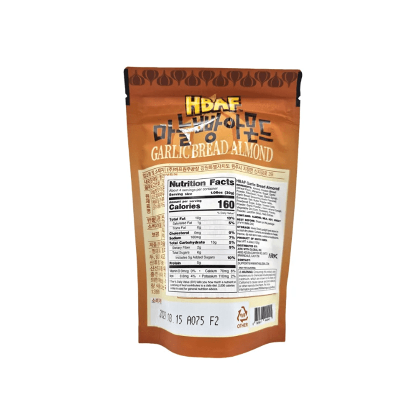 HBAF Garlic Bread Almond 4.23 oz.(120g) detail 2