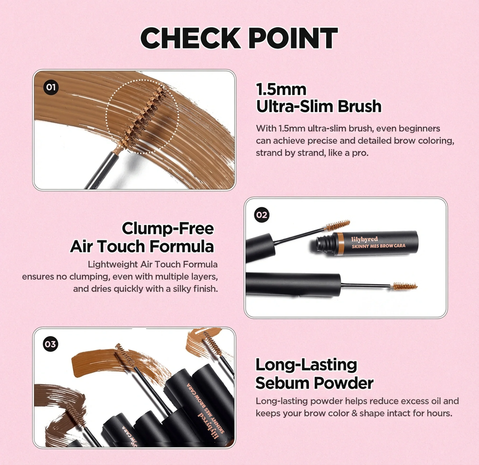 [6colors] lilybyred Skinny Mes Brow Mascara 0.12 oz.(3.5g) detail 2