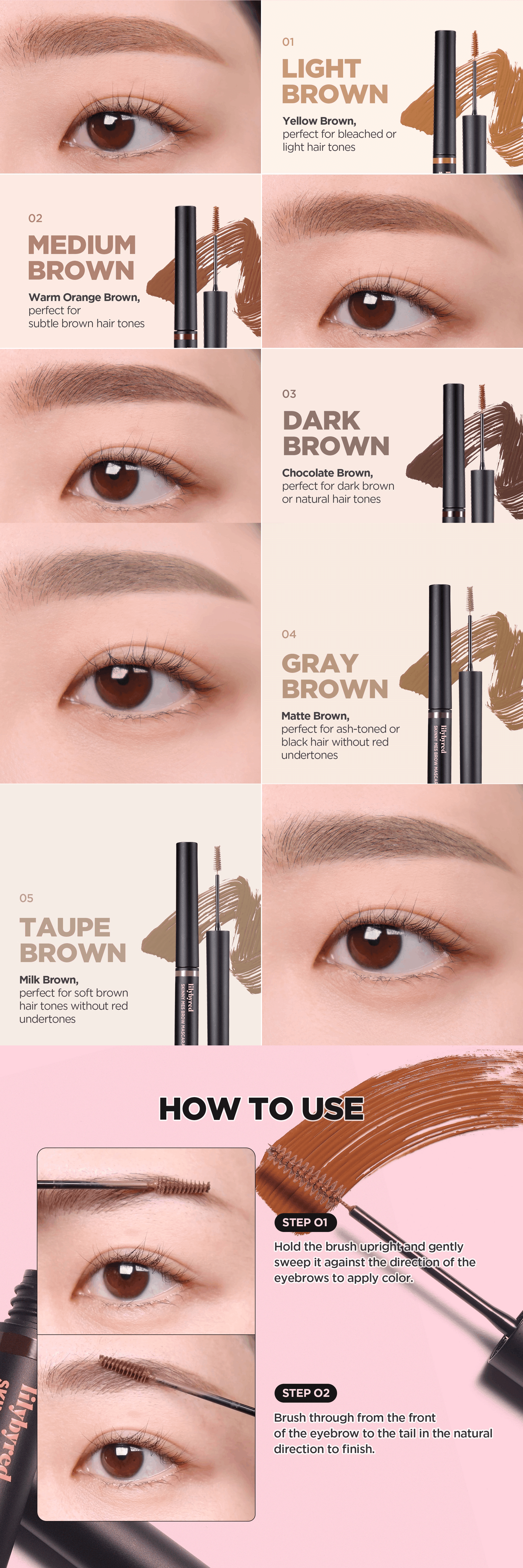 [6colors] lilybyred Skinny Mes Brow Mascara 0.12 oz.(3.5g) detail 3