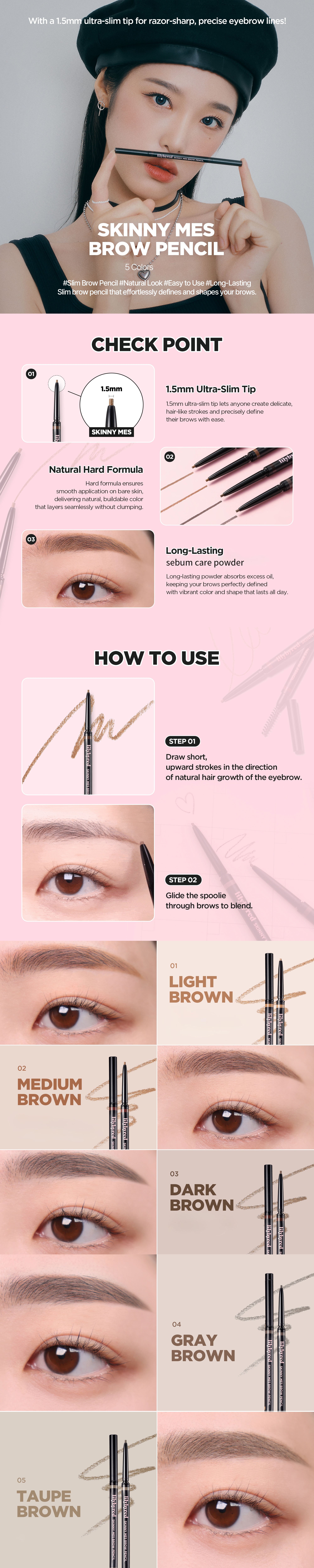 [5colors] lilybyred Skinny Mes Brow Pencil 0.002 oz.(0.06g) detail 1