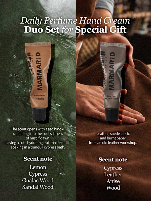 MARMAR;D Woody Hand Cream Duo Set(Hinoki + Leather Wood 1.69 fl. oz.(50ml)) x 2 detail 2