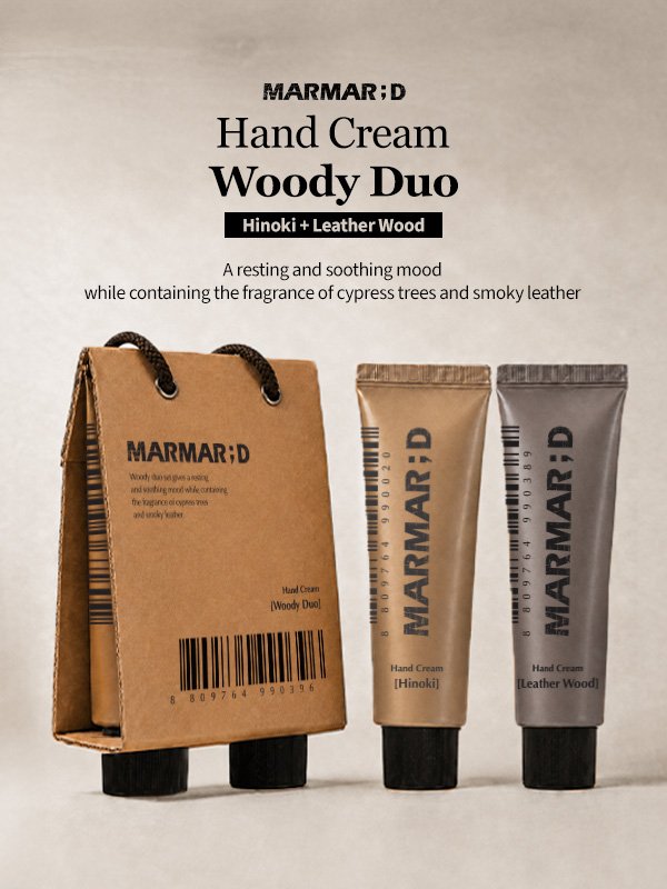 MARMAR;D Woody Hand Cream Duo Set(Hinoki + Leather Wood 1.69 fl. oz.(50ml)) x 2 detail 1