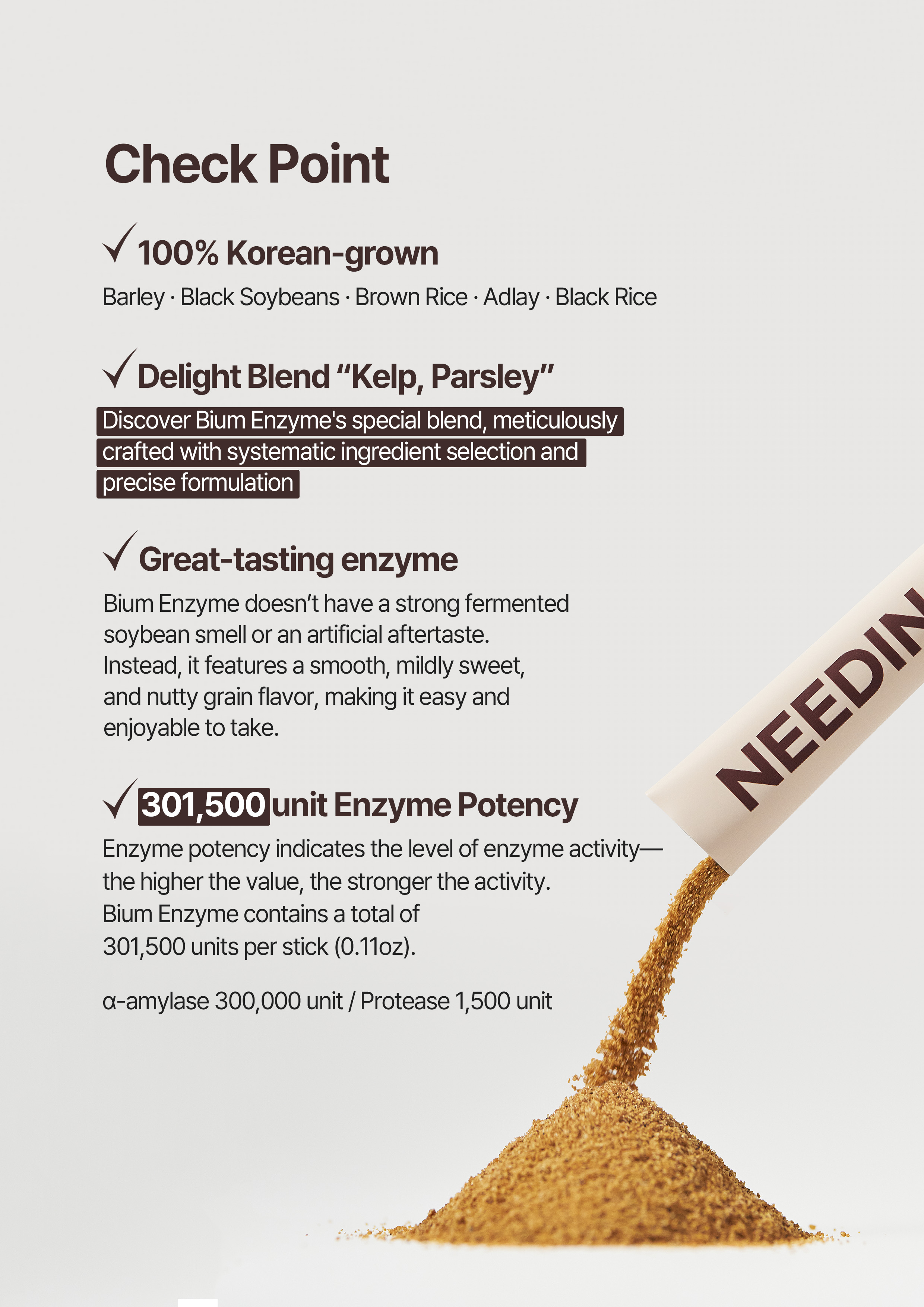 NEEDIN Digestive Enzyme Powder 0.1 oz.(3g) x 20ea detail 2