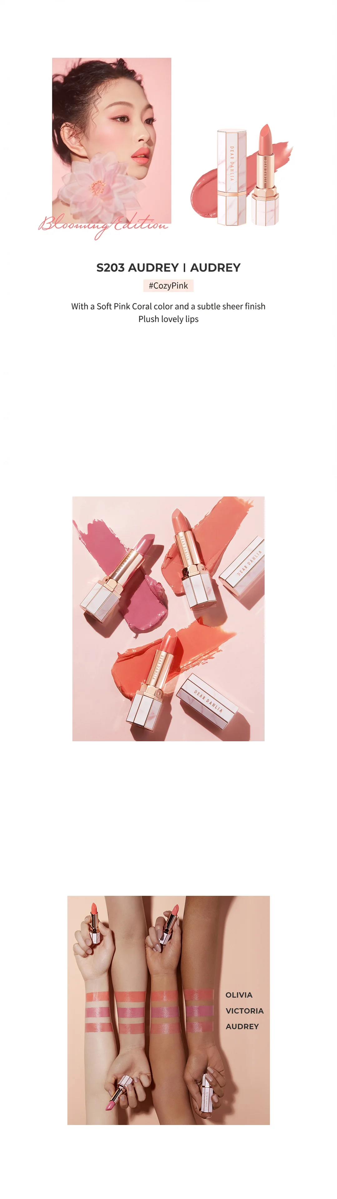 [3colors] DEAR DAHLIA Blooming Edition Sheer Dew Tinted Lipstick 0.11 oz.(3.4g) detail 3