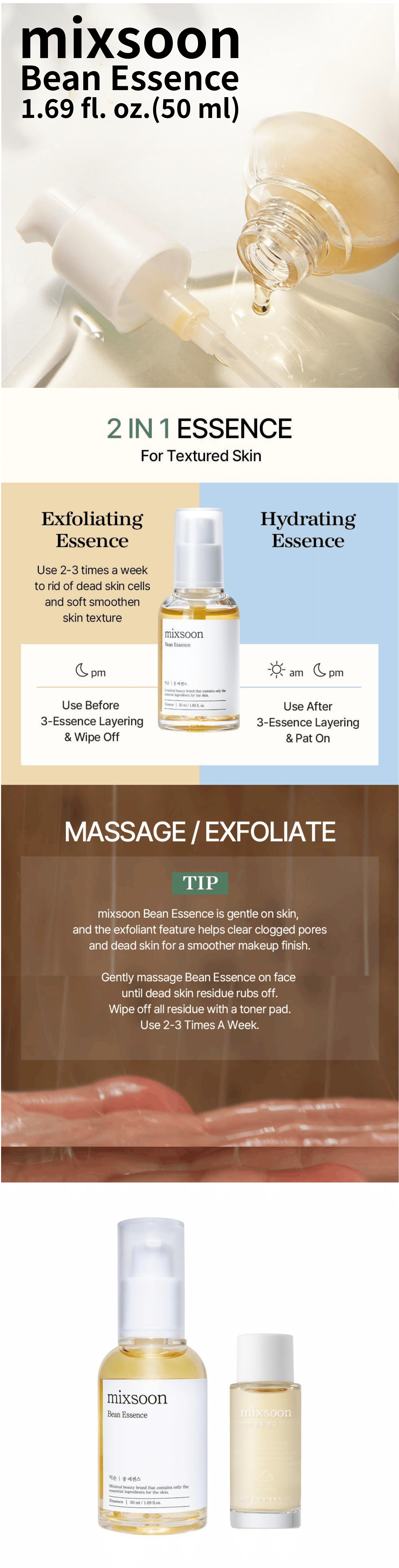 mixsoon Bean Essence 1.69 fl. oz.(50ml) Set (+ Centella Asiatica Essence 0.67 fl. oz.(20ml)) detail 1