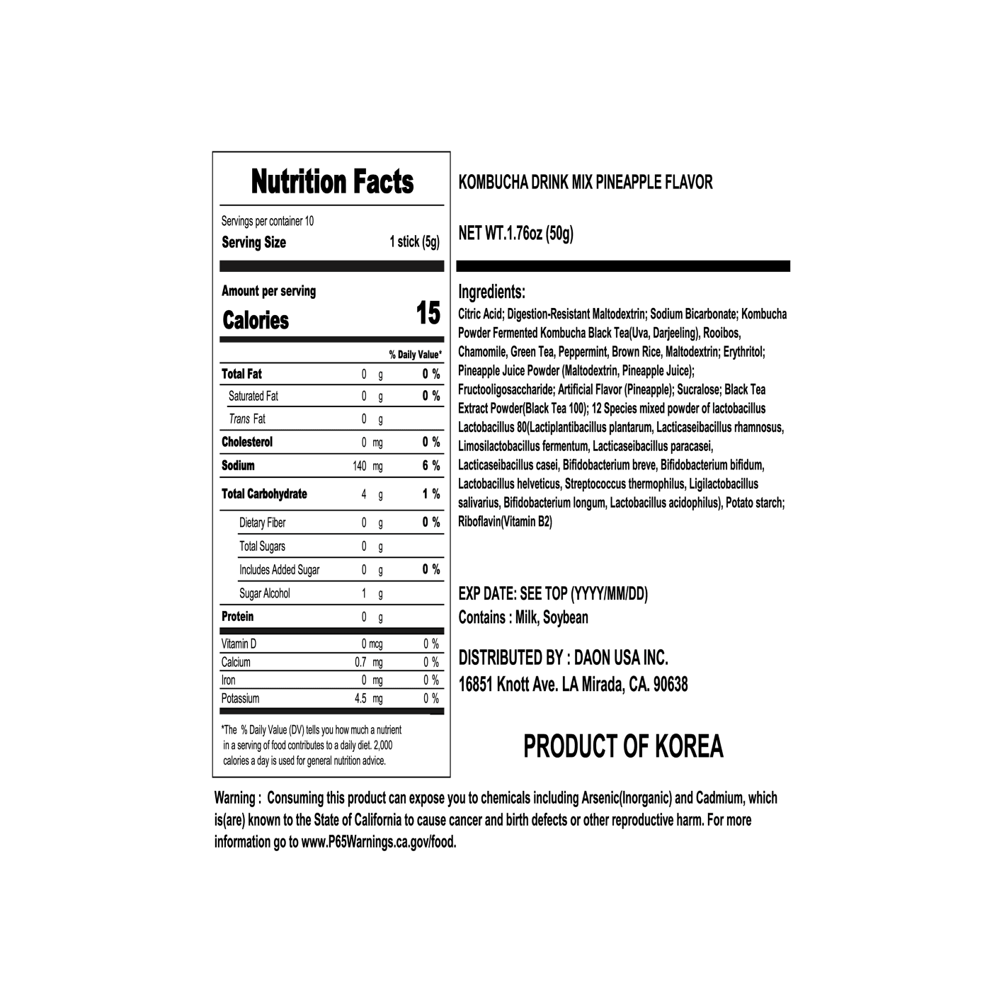 Teazen Kombucha Pineapple 0.18 oz.(5g) x 10ea detail 2