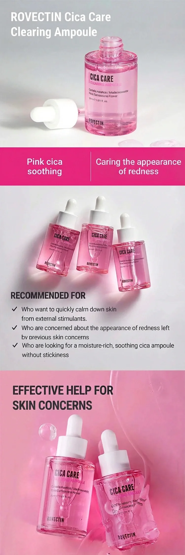 ROVECTIN Cica Care Clearing Ampoule 1.01 fl. oz.(30ml) detail 1