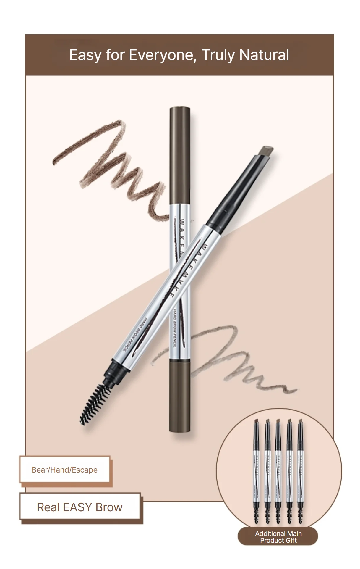 [7colors] WAKE MAKE Hard Brow Pencil 1+1 Special Set 0.016 oz.(0.25g) detail 3