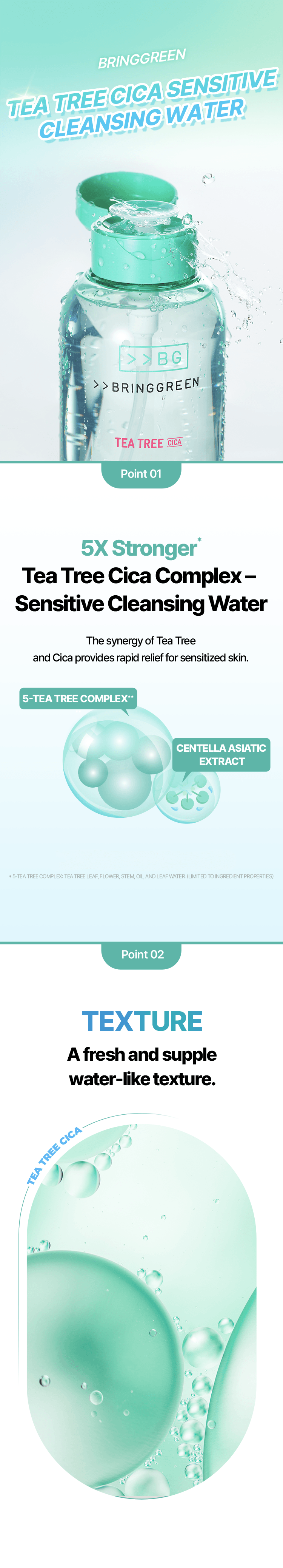 BRING GREEN Tea Tree Cica Sensitive Cleansing Water 16.90 fl. oz.(500ml) detail 1