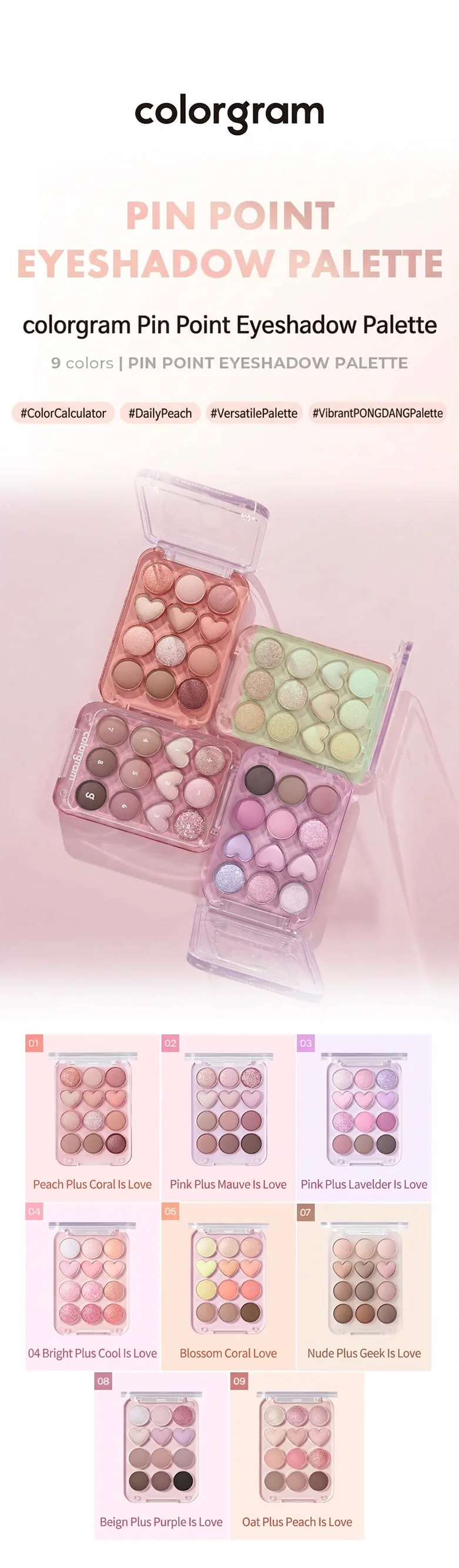 [4colors] COLORGRAM Pin Point Eyeshadow Palette detail 1