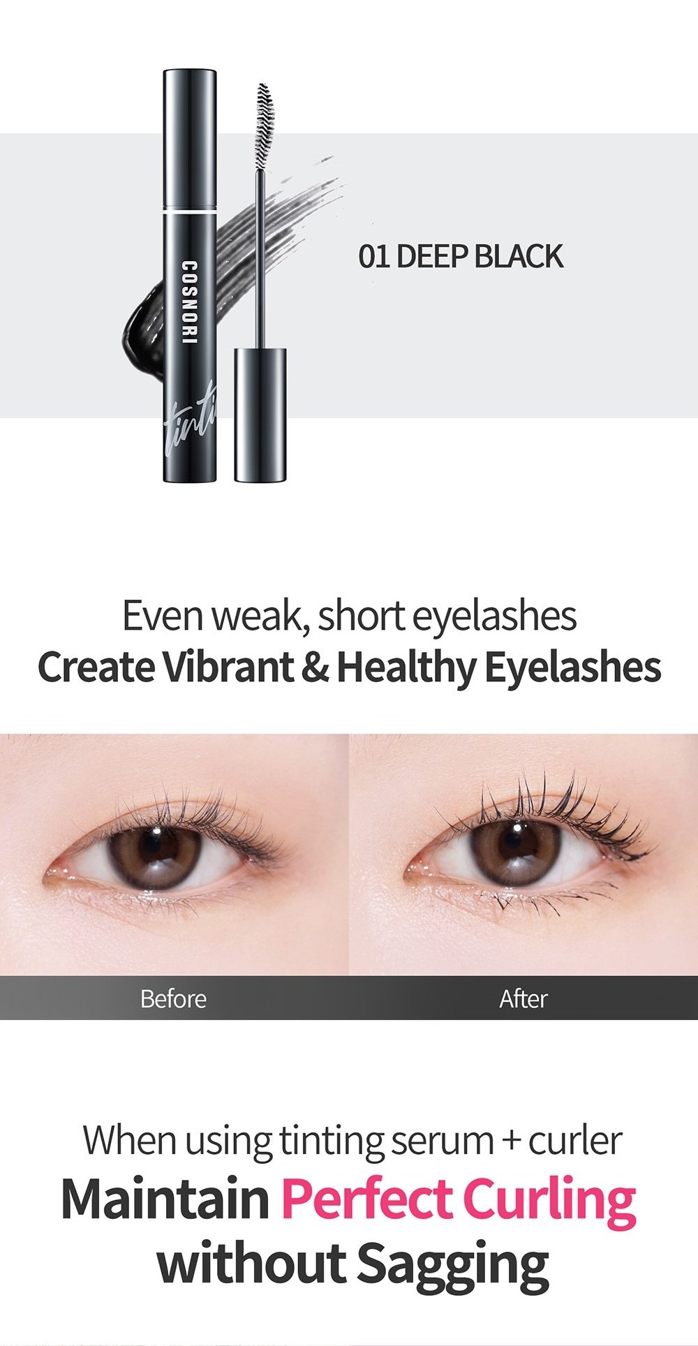 COSNORI Eyelash Tinting Serum 01 Deep Black 0.3 fl. oz.(9g) detail 3