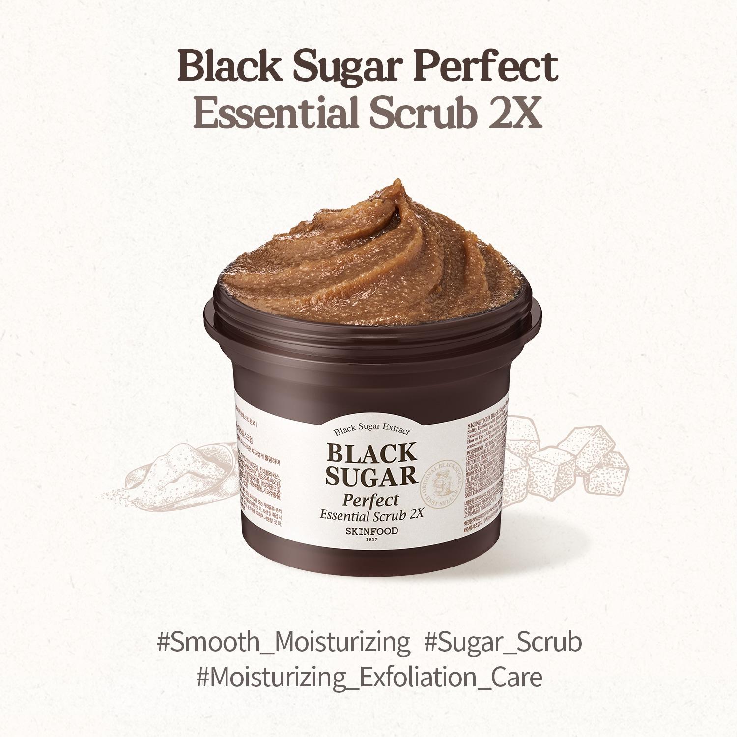 （未使用）CELLULAR RENEWING SCRUBセルラー リニューイング SKINFOOD Black Sugar Perfect Essential Scrub 2X 7.41 oz.(210g