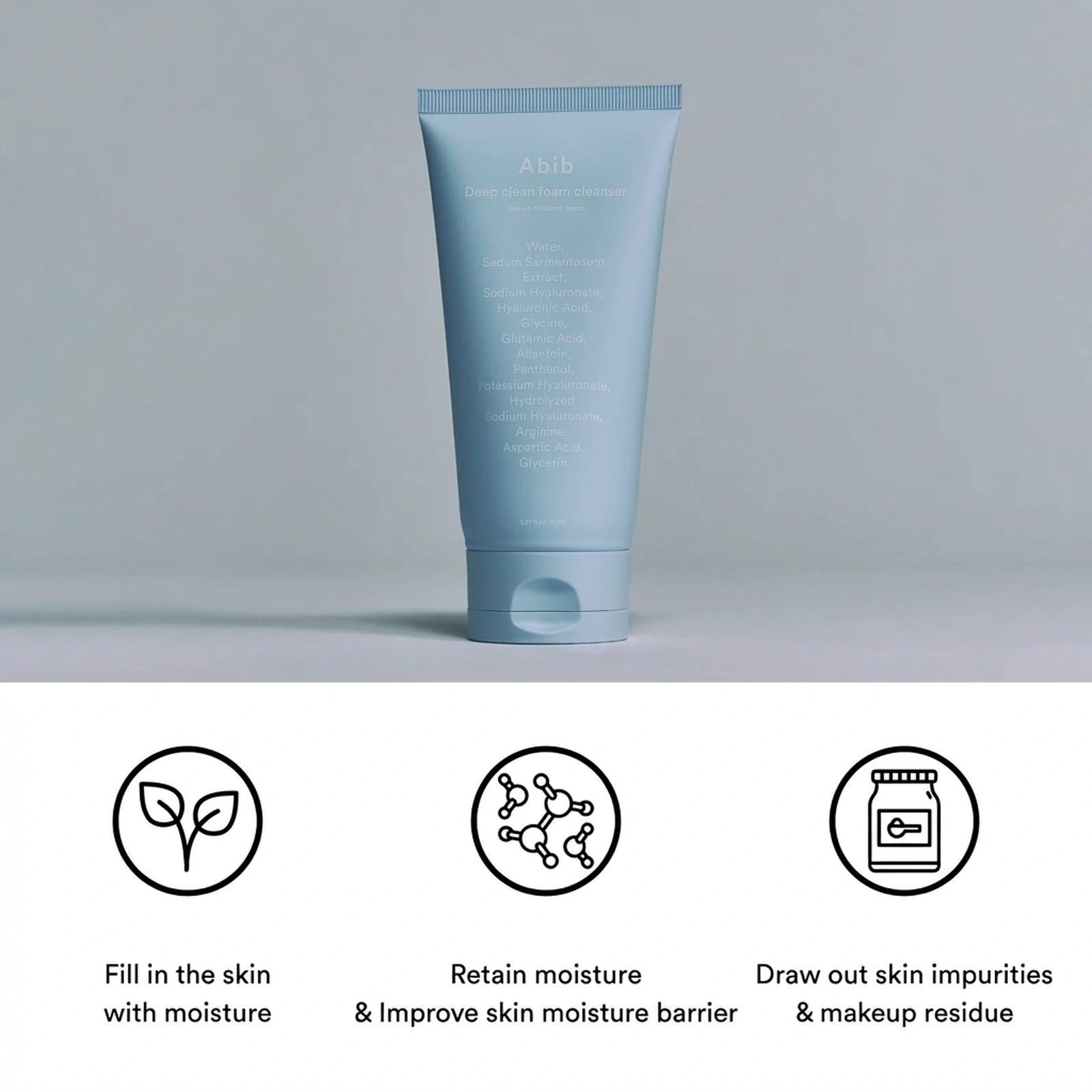 Abib Deep Clean Foam Cleanser Sedum Hyaluron Foam 5.07 fl. oz.(150ml) detail 2