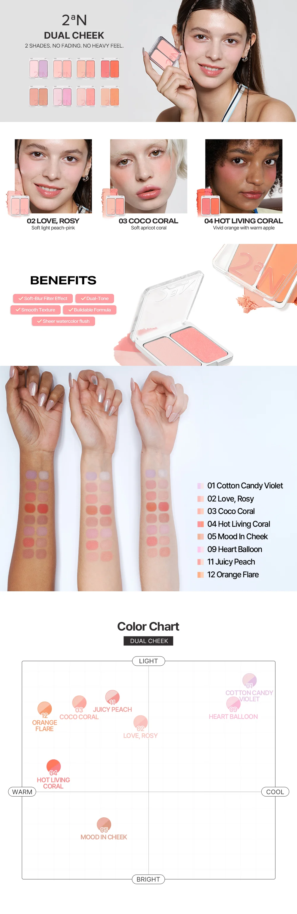 [8colors] 2aN Dual Cheek  0.15 oz.(4.5g) x 2 detail 1
