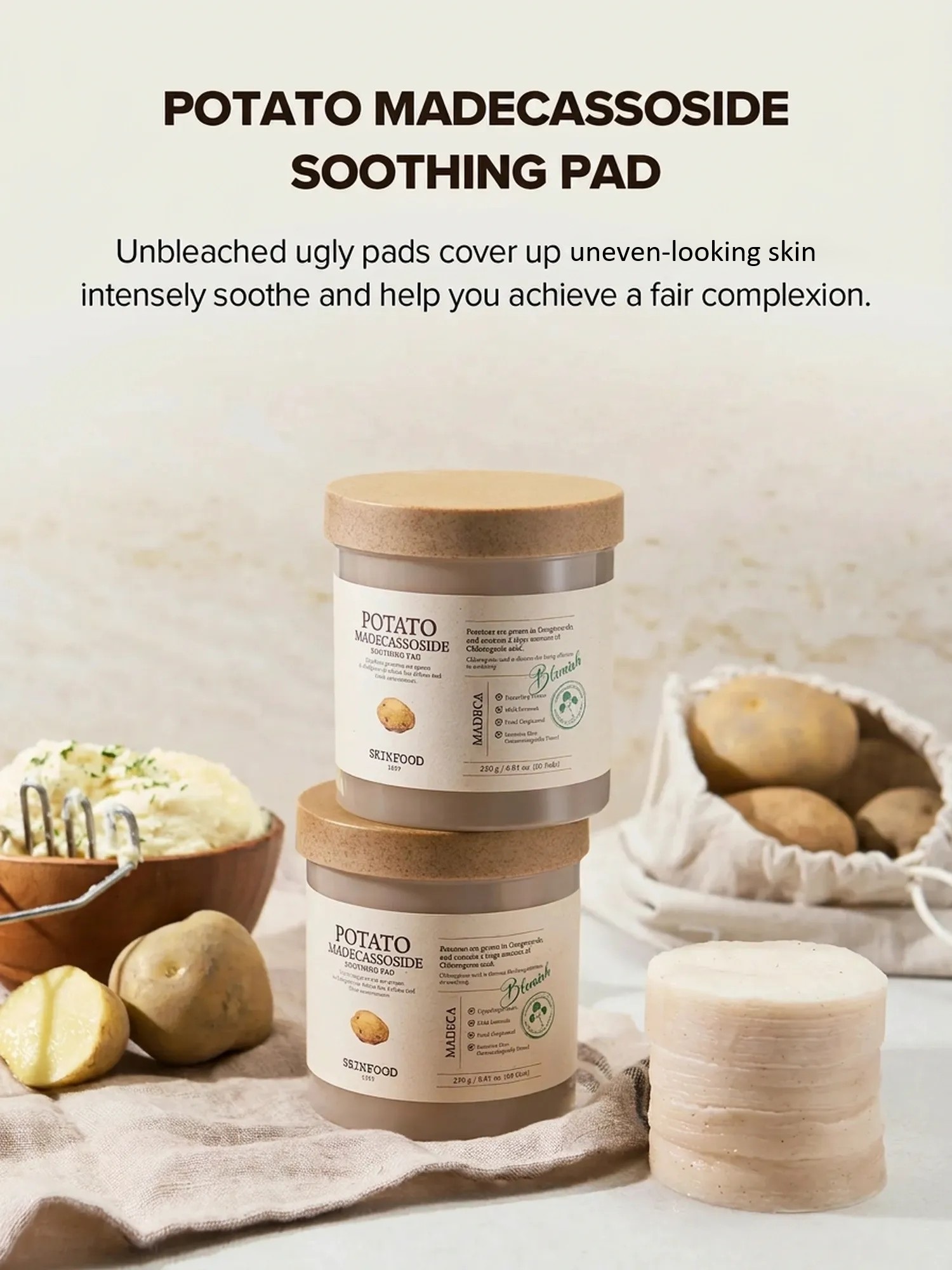 SKINFOOD Potato Maddecassoside Soothing Pad 60ct 8.81 oz.(250g