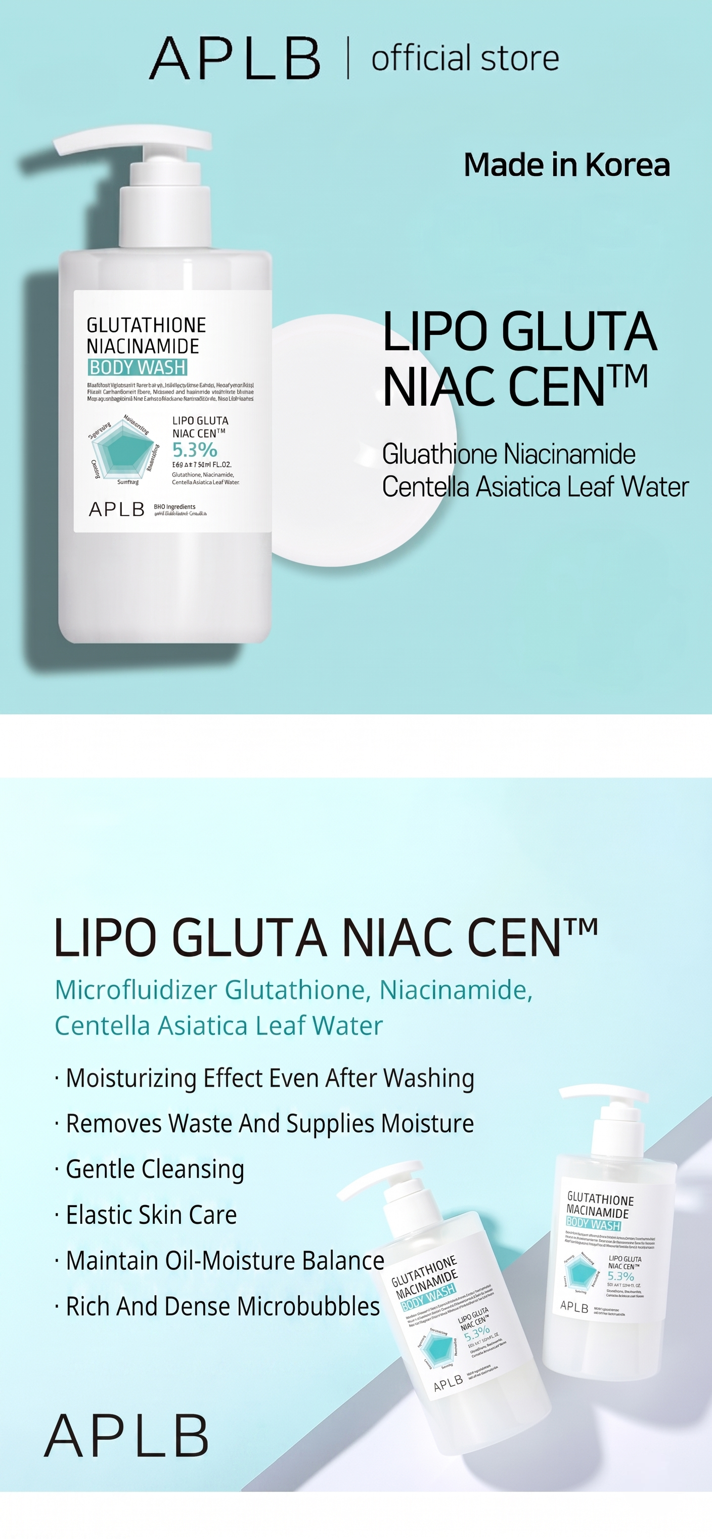 aplb glutathione niacinamide avis Lotion is Infused with Glutathione, Niacinamide & Centella to brighten, hydrate, and soothe the skin. , It is super Lightweight, doesnt feel greasy or sticky on the skin, Key Ingredients Centella Asiatica Extract (13.1 %) botanical soothing agent that helps comfort and calm irritation Glutathione Niacinamide Eye Cream