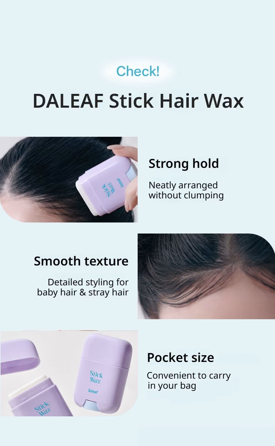 DALEAF Glam Stick Hair Wax 0.54 oz.(16g) detail 2