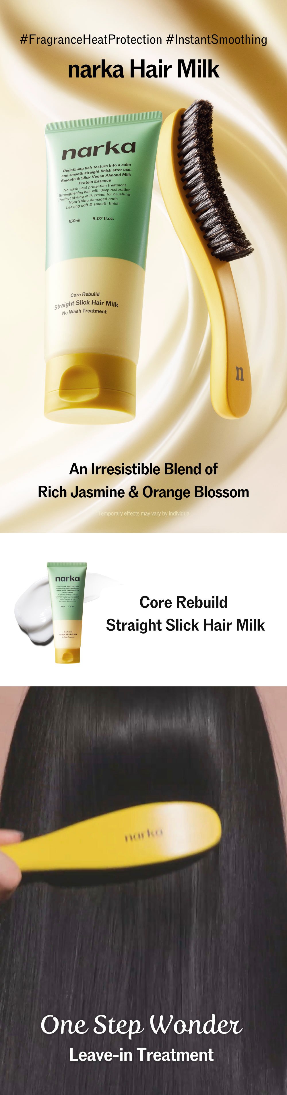 narka Core Rebuild Straight Sleek Hair Milk 5.07 fl. oz.(150ml) detail 1
