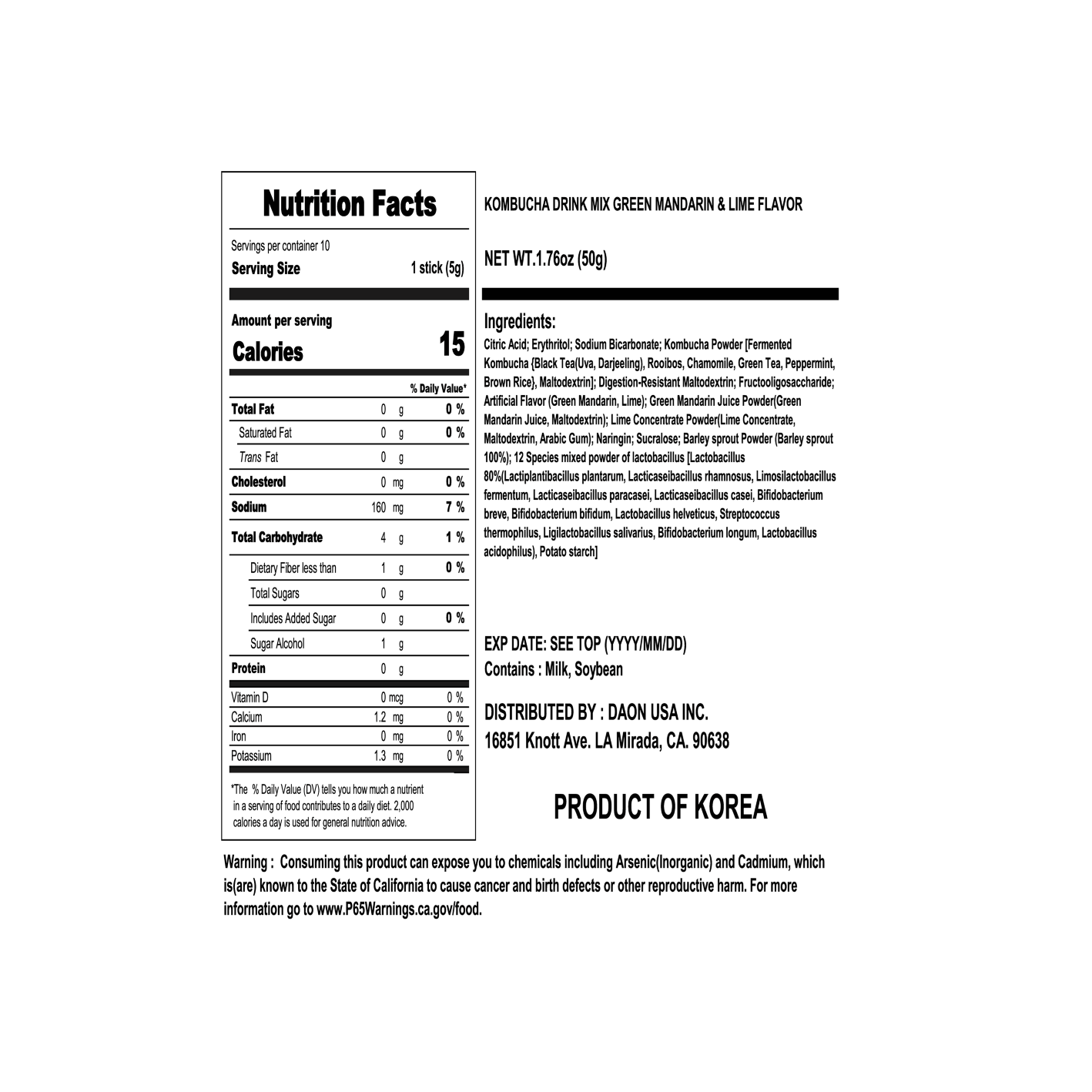 Teazen Kombucha Green Mandarin Lime 0.18 oz.(5g) x 10ea detail 2