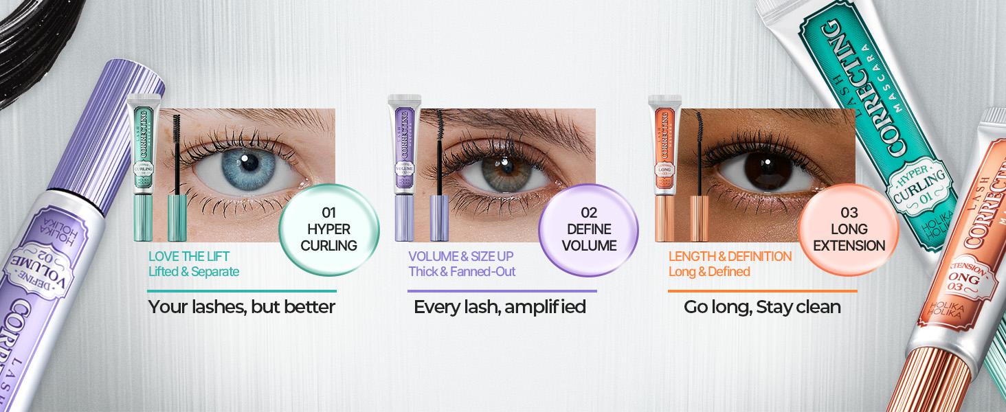 3types] Holika Holika Lash Correcting Mascara 0.30 fl. oz.(9ml