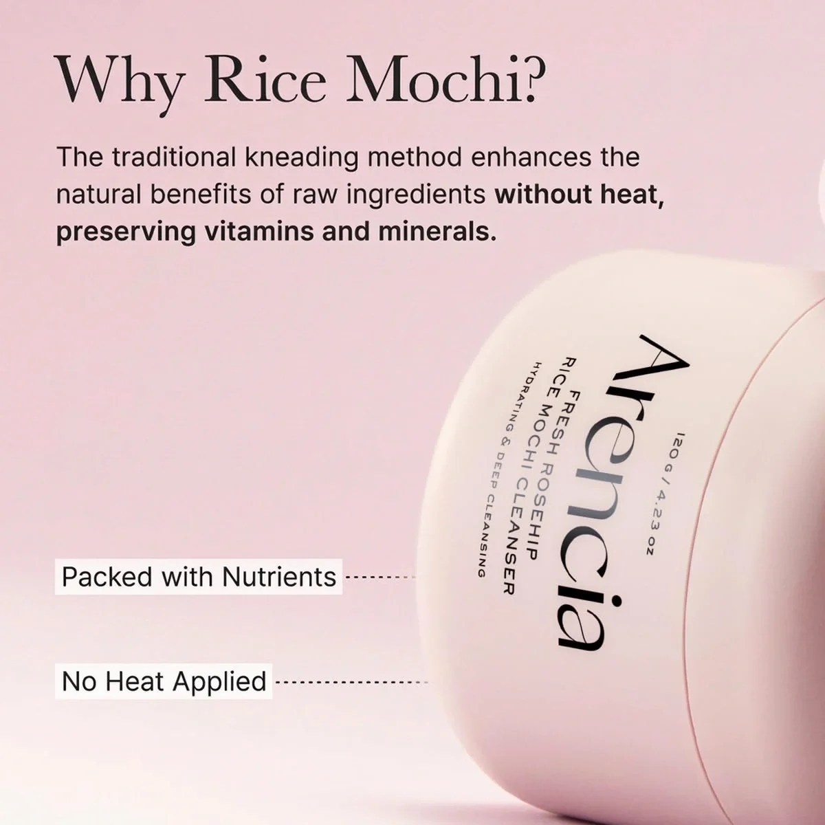 Arencia Fresh Royal Rosehip Rice Mochi Cleanser 4.23 oz.(120g) detail 7